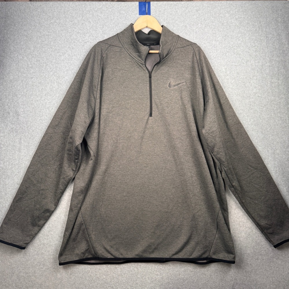Nike Pullover Mens 3XLT Gray Dri-FIT Quarter Zip Heathered Fleece Lined Top